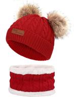 actlati winter knitted girls' accessories with removable features for cold weather logo