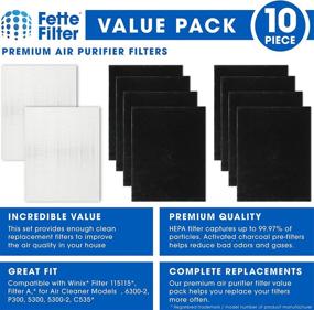 img 3 attached to 🔍 Fette Filter 2-Pack of High-Quality HEPA Filters with 8 Carbon Replacement Filters – Compatible with Winix Filter A 115115, Size 21 – Plasma Wave Air Purifier 5300, 6300, 5300-2, 6300-2, P300, C535, AM90