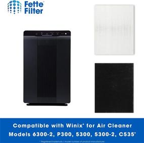img 2 attached to 🔍 Fette Filter 2-Pack of High-Quality HEPA Filters with 8 Carbon Replacement Filters – Compatible with Winix Filter A 115115, Size 21 – Plasma Wave Air Purifier 5300, 6300, 5300-2, 6300-2, P300, C535, AM90