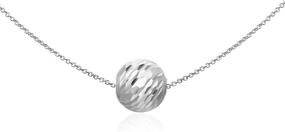 img 3 attached to 💎 Ocean Beauty: Sterling Silver Diamond-Cut 10mm Sliding Bead Ball Necklace Pendant Chain - Minimalist Jewelry for Mothers Day