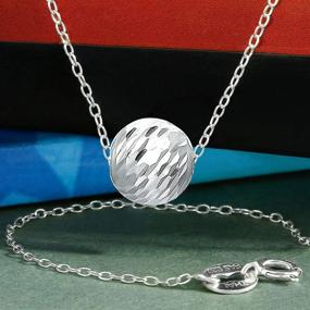 img 1 attached to 💎 Ocean Beauty: Sterling Silver Diamond-Cut 10mm Sliding Bead Ball Necklace Pendant Chain - Minimalist Jewelry for Mothers Day