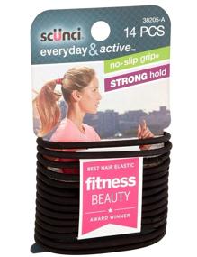 img 2 attached to 💪 Scunci Black Gel Elastics - No Slip Grip, Strong Hold Ponytailers (Pack of 14)