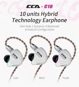 img 4 attached to 🎧 CCA C10 Гибридные драйверы HiFi наушники внутриканального типа, алюминиевая панель 1DD+4BA монитор для ушей с отстегивающимся кабелем 0,75 мм 2Pin для аудиофила-музыканта, черный (без микрофона, голубой)