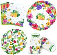 hawaiian luau party supplies, tropical paper plates and napkins cups sets for 30 guests logo