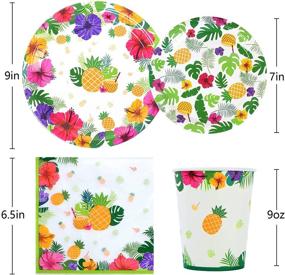 img 2 attached to Hawaiian Luau Party Supplies, Tropical Paper Plates and Napkins Cups Sets for 30 Guests