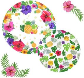 img 3 attached to Hawaiian Luau Party Supplies, Tropical Paper Plates and Napkins Cups Sets for 30 Guests