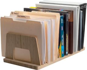 img 4 attached to Optimize your organization with the MobileVision Bamboo Desktop File Folder Organizer and Paper Tray, featuring 10 convenient slots