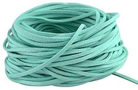 img 2 attached to 🧵 Aqua Suede Cord Lace Leather Cord for Jewelry Making - BeadsTreasure, 3x1.5mm, 20 Feet