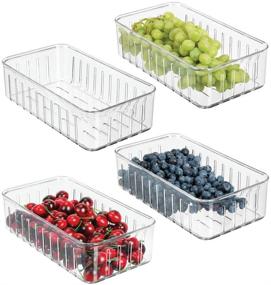 img 4 attached to 🥦 mDesign Clear Plastic Kitchen Refrigerator Produce Storage Organizer Bin - 4 Pack, S Size