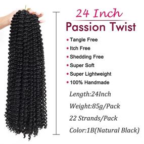 img 3 attached to Amorery 24 Inch Passion Twist Hair 6 Packs Water Wave Braiding for Butterfly Locs Crochet Braids Fluffy Long Bohemian Extensions - 24Inch, 1B, Black