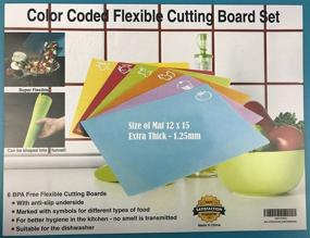 img 3 attached to 🔪 Convenient Set of 6 Color Coded Flexible Plastic Cutting Boards for Kitchen with Food Logos - BPA Free, Anti-Slip and Large Sized (12x15")