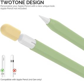 img 3 attached to AHASTYLE Duotone Case Cover Silicone Sleeve Skin for Apple Pencil 2nd Gen & iPad Pro 11/12.9 inch 2018 - Avocado Green & Lemon Yellow