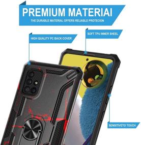 img 2 attached to GORGCASE For Samsung Galaxy A51 5G CASE/Galaxy A51 5G Verizon UW W/Glass Screen Protector Heavy Duty Shockproof Rotating Ring Stand Protective Cover (Work For Magnetic Car Mount) RED Black Marble