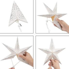 img 3 attached to 🌟 Stunning Paper Star Lantern Lampshade Set - Perfect for Christmas, Xmas, Weddings, Birthdays & Home Decor - 8 Pcs, 28cm Hollow Out Design - White/Silver (Lights not Included)