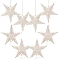 🌟 stunning paper star lantern lampshade set - perfect for christmas, xmas, weddings, birthdays & home decor - 8 pcs, 28cm hollow out design - white/silver (lights not included) логотип