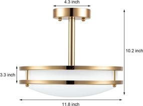 img 2 attached to 🔆 COTULIN Semi Flush Mount Ceiling Light - Modern Brass Fixture for Living Room, Bedroom, Kitchen, Dining Room - 12" Gold Ceiling Lamp - Enhance Home Decor with 2-Light GU24 Bulb Socket