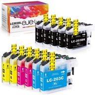 11-pack ejet ink cartridge replacement for brother lc203 xl compatible with mfc-j480dw, 🖨️ j880dw, j4420dw, j680dw and j885dw printers (5 black, 2 cyan, 2 magenta, 2 yellow) logo