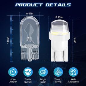 img 3 attached to ✨ Мега-пакет ламп Muening 194 LED: сверхяркая лампа на 3SMD 2835 чипсете T10 168 2825 175 W5W с заменой кремниевым гелем для освещения дверей и номерных знаков автомобиля (набор из 20 штук)