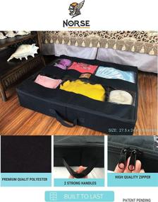 img 2 attached to 🛏️ Norse 2-in-1 Large Underbed Storage Bags Organizer Container - Sturdy Zippers, Blankets, Clothes, Comforters Foldable Storage Bags with Clear Window in Black - Set of 1