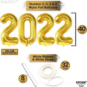 img 1 attached to 🎉 Ultimate Happy New Year Decorations 2022 Set - Gold 2022 Balloons, Large 40 Inch | Perfect New Years Eve Party Supplies & Graduation Décor!