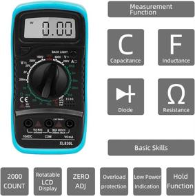 img 3 attached to Multipurpose Digital Multimeter with LCD Voltage Meter, AC/DC Ohm Volt Amp and Diode Triode Tester - Electrical Test Kit (Blue) with Backlight LCD