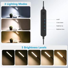 img 2 attached to 🔦 Voice Controlled LED Desk Lamp - Tasmor Smart USB Clip on Lights with Adjustable Color Temperature & Brightness, Eye-Caring Book Clamp Light for Headboard and Video Conference
