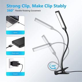img 1 attached to 🔦 Voice Controlled LED Desk Lamp - Tasmor Smart USB Clip on Lights with Adjustable Color Temperature & Brightness, Eye-Caring Book Clamp Light for Headboard and Video Conference