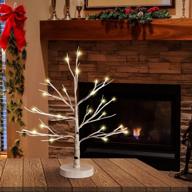 🎄 white christmas tree: elegant birch tree with 24 warm white led lights, battery/usb operated for wedding holiday home christmas decor логотип