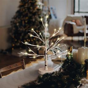 img 2 attached to 🎄 White Christmas Tree: Elegant Birch Tree with 24 Warm White LED Lights, Battery/USB Operated for Wedding Holiday Home Christmas Decor