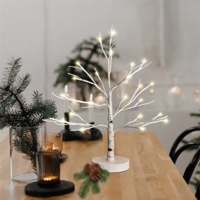 img 1 attached to 🎄 White Christmas Tree: Elegant Birch Tree with 24 Warm White LED Lights, Battery/USB Operated for Wedding Holiday Home Christmas Decor