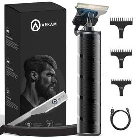 img 4 attached to 🧔 Arkam Beard Trimmer For Men: Cordless Hair Grooming Kit with Water-Resistant Design, 3 Attachments, Straight Razor & Brush – Fast Charging Electric Manscape Clippers