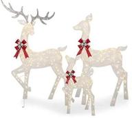 led lighted holiday deer family set - 60 inch buck, 52 inch doe & 28 inch fawn - 360 clear led lights logo