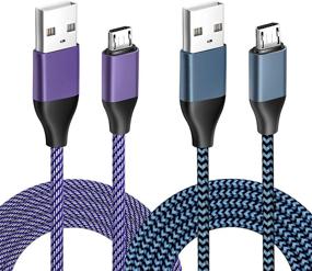 img 4 attached to 🔌 2-Pack 15FT Nylon Braided Micro USB 2.0 High Speed Data Sync Charging Cable for PS4 Slim/Pro, Xbox One S/X Controller Charger and Play Cord