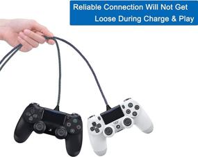 img 2 attached to 🔌 2-Pack 15FT Nylon Braided Micro USB 2.0 High Speed Data Sync Charging Cable for PS4 Slim/Pro, Xbox One S/X Controller Charger and Play Cord