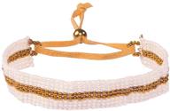 🌟 stylish richera white pearl and gold metallic seed bead bracelet with adjustable sued chord - elegant and versatile! logo