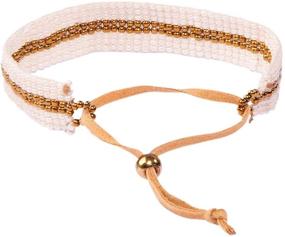 img 2 attached to 🌟 Stylish Richera White Pearl and Gold Metallic Seed Bead Bracelet with Adjustable Sued Chord - Elegant and Versatile!