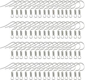 img 4 attached to 💫 PinCute 200 PCS Silver Earring Hooks: Hypo-allergenic Fish Ear Wires for DIY Earrings