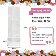 gusseted cellophane bags with paper insert 🛍️ - 50pcs 4.3x2x11.8 inches flat bottom gusset treat bags logo