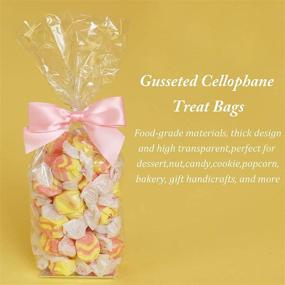 img 3 attached to Gusseted Cellophane Bags with Paper Insert 🛍️ - 50Pcs 4.3x2x11.8 Inches Flat Bottom Gusset Treat Bags