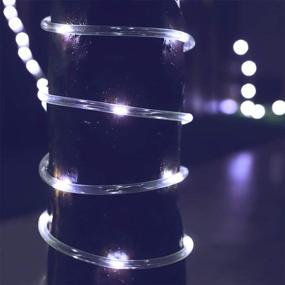 img 3 attached to Hopolon 33ft Outdoor Rope Lights: Waterproof Copper Tube Wire String Lights for Patio Decor - 100 LED Cool White, 8 Modes - UL Listed Plug for Garden, Yard, Path, Fence, Stairs, Party Backyard