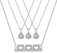 mother daughter jewelry set: heart pendant necklaces with cubic zirconia, ideal mother's day & birthday gifts for mom, daughter, women, girls - ungent them logo