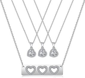 img 4 attached to Mother Daughter Jewelry Set: Heart Pendant Necklaces with Cubic Zirconia, Ideal Mother's Day & Birthday Gifts for Mom, Daughter, Women, Girls - UNGENT THEM