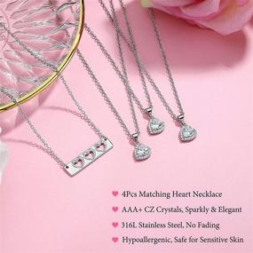 img 2 attached to Mother Daughter Jewelry Set: Heart Pendant Necklaces with Cubic Zirconia, Ideal Mother's Day & Birthday Gifts for Mom, Daughter, Women, Girls - UNGENT THEM