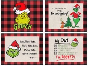 img 4 attached to SharkBliss Grinchmas Christmas Placemats Seasonal