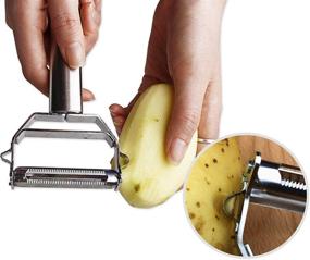 img 1 attached to 🔪 Premium Stainless Steel Chef's Rotary Vegetable Peeler for Effortlessly Peeling Potatoes, Fruits, and Veggies