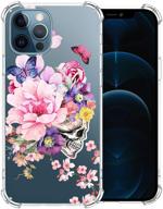 iphone 12 pro cute flower design case with glass screen protector - slim fit, protective transparent cover for girls and women logo