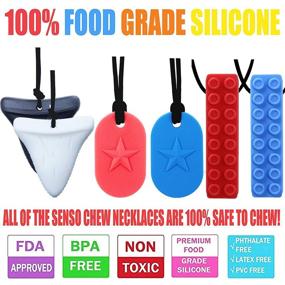 img 3 attached to GNAWRISHING Chew Necklace 6-Pack - Dog Tag, Shark and Building Block Design - Ideal for Autistic, ADHD, SPD, Oral Motor Children, Kids, Boys, Girls - Durable and Long-Lasting