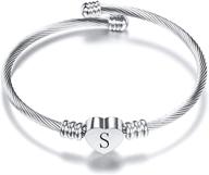 vqysko stainless girls' jewelry: personalized initial engraved bracelet logo
