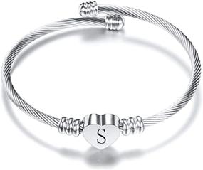 img 4 attached to VQYSKO Stainless Girls' Jewelry: Personalized Initial Engraved Bracelet