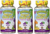 🍇 kal relax-a-saurus грейпфрутовые таблетки для успокоения - поддержка от стресса для детей, смесь расслабления с l-теанином - без сахара, 30 порций (3 шт) логотип